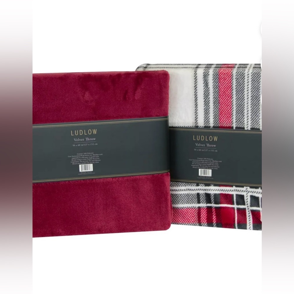 LUDLOW 2 PACK velvet throw blanket 50” x 60” NWT🔥